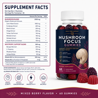 Op maat gemaakte formule paddenstoel nootropische gummies met Bacopa Monnieri & P-5-P vitamine B6 dagelijkse concentratie wellness gummy OEM