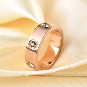 Three Color 4Mm Zircon Inlaid Stainless Steel <b>Couple</b> <b>Rings</b> For Everyday Wear Unisex Jewelry - Product Image 4