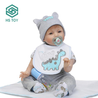 HS sans BPA mode poupée Playmate cadeau sucette Silicone souple vrai bébé mamelon BEBE Reborn garçon corps complet avec 56CM hauteur