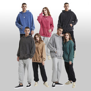 Sweat à capuche homme personnalisé avec logo imprimé, 100 % coton biologique, poche, effet vintage délavé, épais, collection automne - Product Image 1