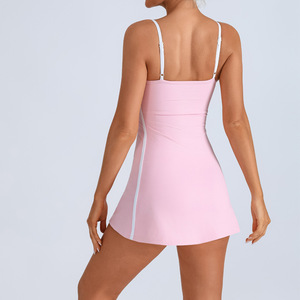 Abbigliamento da palestra con Logo personalizzato gonna da Tennis ad asciugatura rapida tute sportive da donna tuta sportiva da Yoga abito alto elasticizzato abiti Slim - Product Image 3