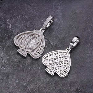 Ciondolo <span class=keywords><strong>Asso</strong></span> di Picche in Stile Hip Hop, Gioiello Completamente Tempestato di Moissanite, Placcato in <span class=keywords><strong>Oro</strong></span> Bianco 18K, Charm da Poker - Product Image 3