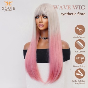 Altın Rengi Pembe Uzun Düz Sentetik (Kaküllü) Doğal Saç Çizgisi Tasarımı Isıya Dayanıklı <span class=keywords><strong>Cosplay</strong></span>/Cadılar Bayramı Partisi 26 - Product Image 3