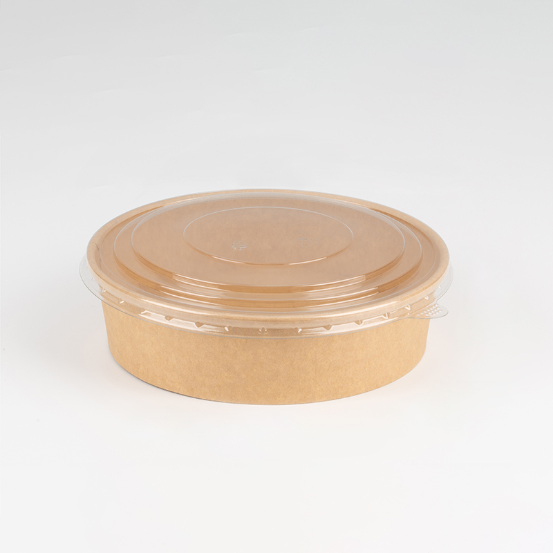 Kraft Paper Bowls for Takeaway Food Paper Packaging Disposable Paper Plate & Bowls With PP Lid Customized Logo Private Label