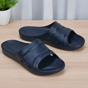 OEM Customized Plain Slide Sandal Dark Blue Rubber Outdoor Beach Slippers Summer Sports Footwear Flat Design-Slide Footwear