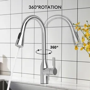 JOMOO Pull-Out Semprotan Wastafel Dapur Keran Mixer Keran dengan Pull Down Sprayer Kualitas Tinggi Zinc Alloy Keramik Hotel Chrome Modern