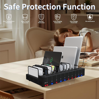 Support de bureau portable pour ordinateur portable, station de charge USB 10 ports, armoire de charge intelligente pour téléphone portable et Chromebook pour le bureau