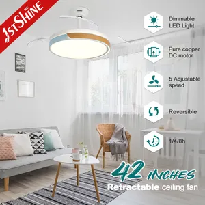 1stshine fandelier Moderna e simples sala decoração fã lâmpada quarto LED ventilador de teto retrátil luz com luz