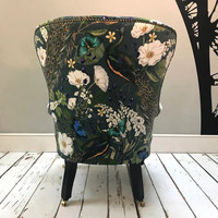 Fauteuil de style rétro en tissu de luxe avec pieds en bois, fauteuil d'appoint pour salon, chambre à coucher, hôtel
