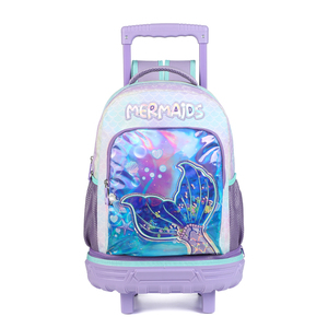 Mermaid Rolling Girls <span class=keywords><strong>Mochila</strong></span> Juegos DE EQUIPAJE DE VIAJE Dibujos animados Estudiante Escuela Trolley Bolsas para niñas - Product Image 2