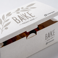 Boîtes à pâtisserie blanches portables réutilisables, emballage de boulangerie personnalisé imprimé pour gâteaux, desserts, croissants, plats à emporter, qualité alimentaire, à fentes