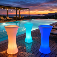 Table haute LED ronde pour événements, fêtes et jardins – Mobilier de bar lumineux pour discothèques, salons et extérieurs