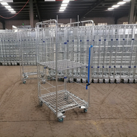 Conteneur à roulettes en acier inoxydable robuste, pliable, mobile, portable, chariot logistique pliable, chariot à roulettes, capacité 350 kg
