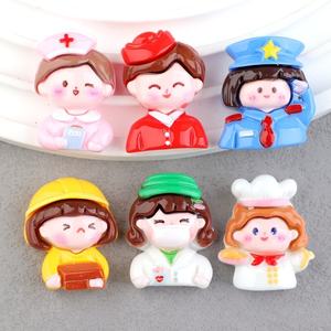 Nouvelle annonce infirmière uniforme fille dessin animé résine artisanat coque <span class=keywords><strong>de</strong></span> téléphone résine accessoires breloques résine pour la décoration - Product Image 3