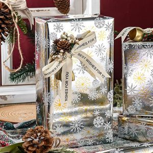 Christmas gift wrapping <b>paper</b> Aluminized gold and silver snowflake <b>pattern</b> Double sided printed customizable - Product Image 1