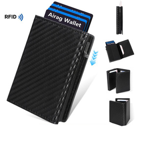 Cartera Magnética Personalizada al por Mayor para Hombre y Mujer con Bloqueo RFID, Tarjetero Emergente de Aluminio, Tarjetero Delgado de Cuero con Cremallera - Product Image 2