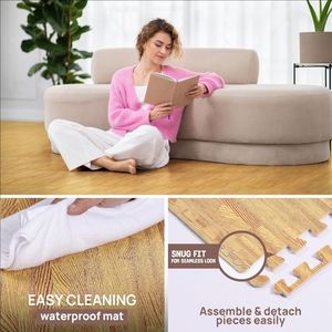 Alfombrilla de espuma EVA con textura de madera, baldosas de espuma entrelazadas, tapetes de ejercicio, <span class=keywords><strong>suelo</strong></span> protector tipo rompecabezas para gimnasio en casa - Product Image 4