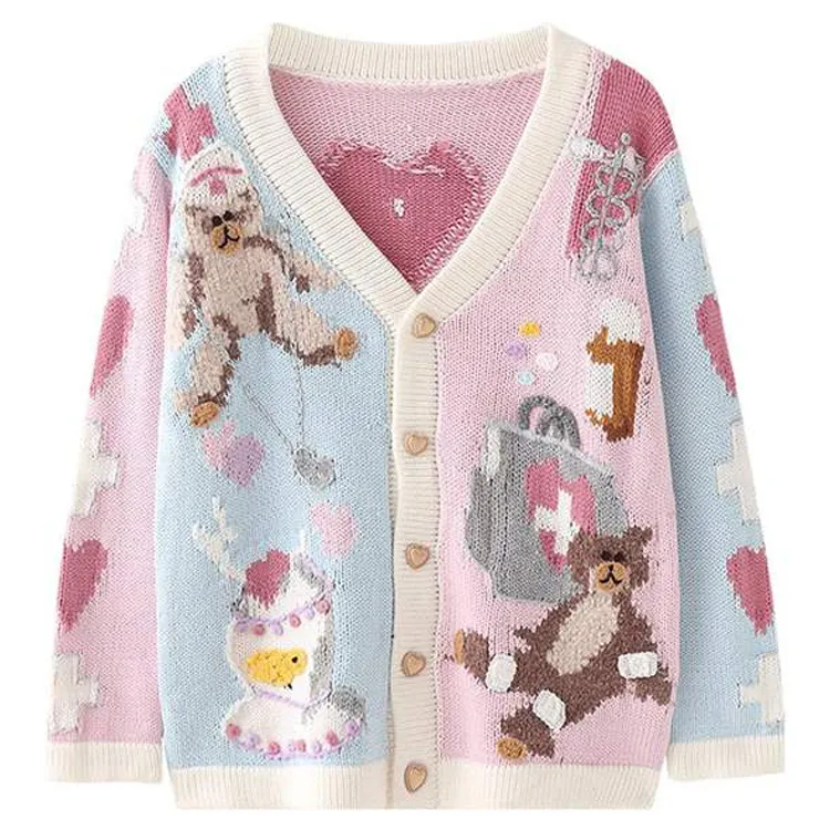 DiZNEW 2021 knit Fashion Baby Kids Top Girls Sweater Autumn Winter Cardigan Sweater