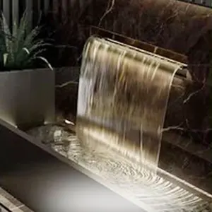 ステンレス鋼のプールの滝のデザインはカーテンの滝の噴水を導きました