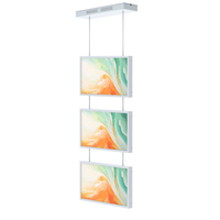 Papan Iklan LCD Kabel Gantung Bertenaga Tali Kawat, Papan Menu Digital Android, Stand Display Pameran Dinding, Papan Iklan Jendela