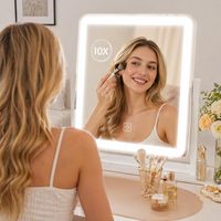 Nouvel Arrivage : Miroir de Maquillage de Table LED avec Bande Lumineuse, Miroir Cosmétique de Bureau en Métal Tactile – Idéal pour Anniversaire