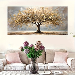 Obra <span class=keywords><strong>de</strong></span> Arte en Lienzo sin Marco con un Sofisticado Árbol <span class=keywords><strong>de</strong></span> <span class=keywords><strong>la</strong></span> <span class=keywords><strong>Vida</strong></span> con Hojas Doradas, Creando un Ambiente <span class=keywords><strong>de</strong></span> Sala <span class=keywords><strong>de</strong></span> Estar - Product Image 3