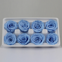 Lovebay Têtes de Roses Éternelles Conservées de Haute Qualité, Diamètre 4-5 CM, 8 Pièces/Boîte, Véritables Roses Naturelles Stabilisées en Boîte