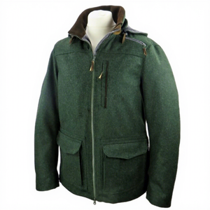 Veste de chasse d'hiver en plein air, 100% laine, respirante, style européen, pour homme, avec plusieurs poches et capuche - Product Image 1