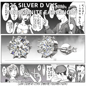 Expédition rapide, boucles d'oreilles clous en argent sterling 925, forme de fleur classique Tishya, diamant, 6,5 mm, couleur D, moissanite VVS, tiers - Product Image 3