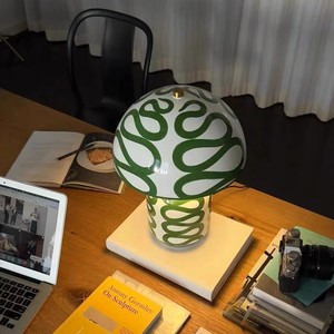 Mushroom Lamp Glazed Green E27 LED Warm <b>Light</b> Table Lamp For Reading Living Room Bedroom Study Night <b>Light</b> - Product Image 1