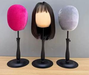 Nouvelle conception, tête de mannequin colorée avec diamants en pâte, support pour l'affichage de chapeaux et de perruques, bloc de tête de mannequin avec base métallique rétractable - Product Image 5