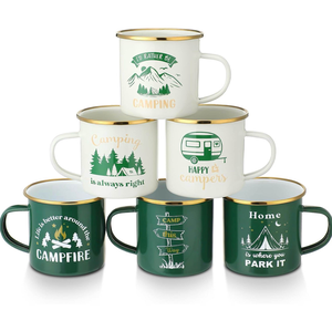 Tazas de cerámica de 210ml, 350ml, 500ml, con efecto moteado, aptas para lavavajillas, para acampar al aire libre, tazas de café esmaltadas de Metal para uso diario - Product Image 1