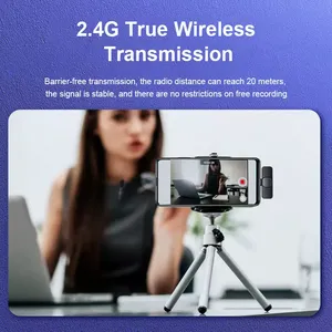 Micrófono de solapa inalámbrico para iphone, conveniente micrófono Lavalier, reducción de ruido, para entrevista en vivo, grabación de teléfono móvil - Product Image 2