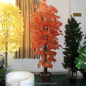 Simulación de árbol de arce Artificial, tamaño pequeño y grande, personalizado, 180Cm, 6 pies, planta de otoño, amarillo, hoja roja