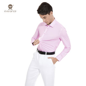 Kemeja Pria Formal Lengan Panjang Model Herringbone Vertikal Garis-Garis <span class=keywords><strong>Pink</strong></span>, Premium Cotton Blend, Lembut, Stylish, Kancing Depan - Product Image 4