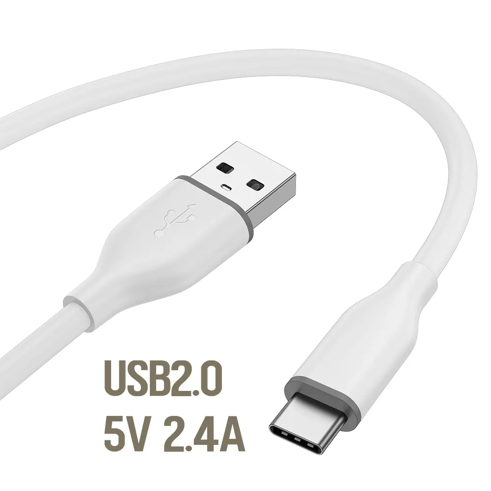 ULUTK kabel pengisian daya Tipe C USB 2.0 480Mbps PD12W, kabel pengisian daya Cepat 3A ke USB C silikon sentuh lembut warna-warni