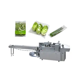 Film plastique Servo Moteur Automatique Machine D'emballage Pour Légumes Oreiller Sac Laitue Chou Carotte Légumes fruits