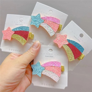 Pinza para el Cabello de Niñas, Diseño de Dibujos Animados, Arcoíris, Princesa, Brillantina, Meteorito, Tela, para Fiestas - Product Image 1