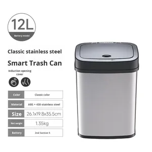 Cubo de basura con <span class=keywords><strong>sensor</strong></span> de acero inoxidable de alta calidad con diseño clásico, ideal para uso doméstico y de oficina - Product Image 6