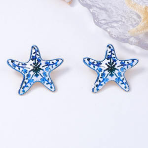 Joyería Pendientes de arcilla polimérica Tendencia Verano Cool Ocean Wind Aleación Estrella de mar Pendiente Joyería fina Pendientes para niñas - Product Image 6