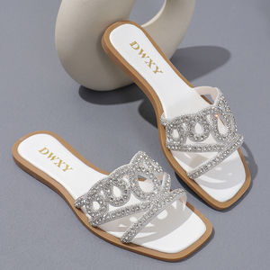 215 Shoes Women's Metal Decorative square Flat <b>Sandals</b> New 208 <b>Fashion</b> slippers Classic Temperament All-match Solid Color - Product Image 6