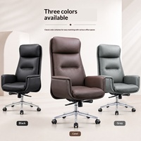 Chaise de bureau de direction en cuir PU de luxe, ergonomique, réglage multi-niveaux, vérin à gaz certifié, roulettes silencieuses, base en acier monobloc