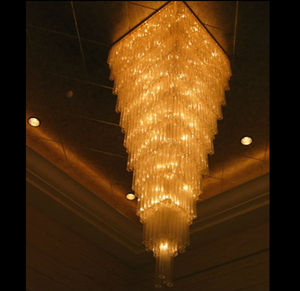 Grand lustre led en cristal doré personnalisé, design moderne, éclairage d'intérieur, luminaire décoratif de plafond, idéal pour un loft ou un hôtel, prix de gros - Product Image 1