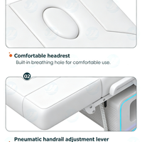 Lit de beauté électrique de luxe moderne blanc pour spa et salon, 3 moteurs réglables, avec LED, chauffage et massage, idéal pour soins du visage et extensions de cils