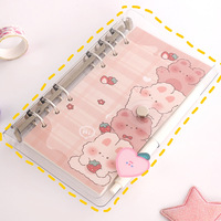 Cuaderno Transparente de PVC en Oferta, con Cubierta de Conejo de Dibujos Animados, 40 Hojas, A5/A6, 100 g/m², Espiral, Hojas Sueltas, Agenda Escolar