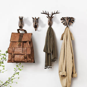 <span class=keywords><strong>Tête</strong></span> de cerf en résine écologique créative, fixation murale, design moderne, clé de manteau et crochets à vêtements de style animal sans poinçon - Product Image 1