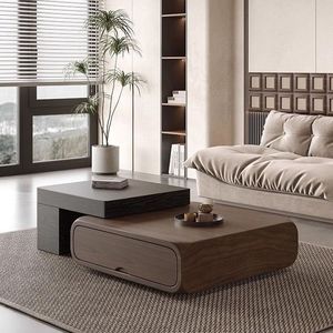 Ensemble de meuble TV et table basse en bois de noyer 80cm 110cm, combinaison de meubles modernes pour salon - Product Image 4