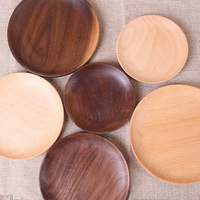 Houten dienblad Zwart Walnoot Rond dienblad Massief houten ontbijt dienblad Dim Sum fruit dienblad Gedroogd fruit Snack houten bord