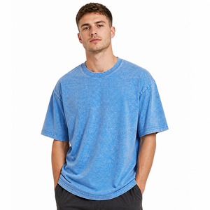 T-shirt 260GSM Snow Wash 100% coton, impression de logo personnalisée, t-shirt graphique artisanal, t-shirt homme décontracté, manches courtes - Product Image 2