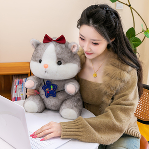 Peluche Hamster Mignonne en Gros et au Détail avec Nœud, Coussin Doux en Forme d'Animal en Peluche, Cadeau Apaisant pour Anniversaire d'Enfant <span class=keywords><strong>Fille</strong></span> - Product Image 5